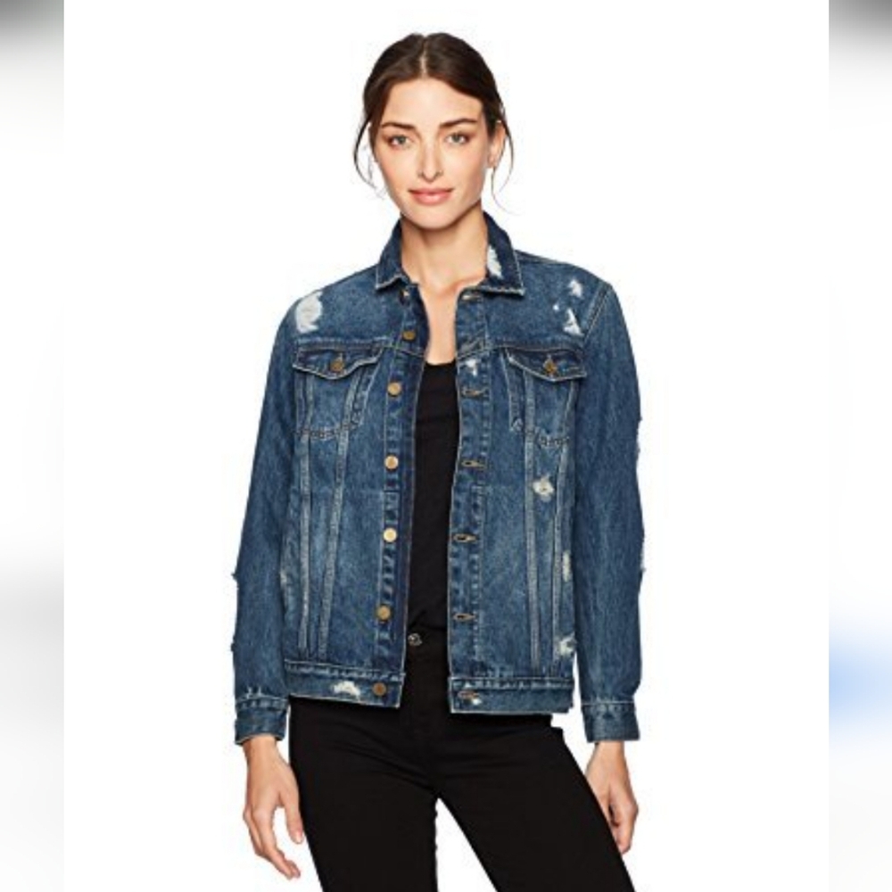 NWT C'est Toi Blue Distress Western Boho Denim Jacket